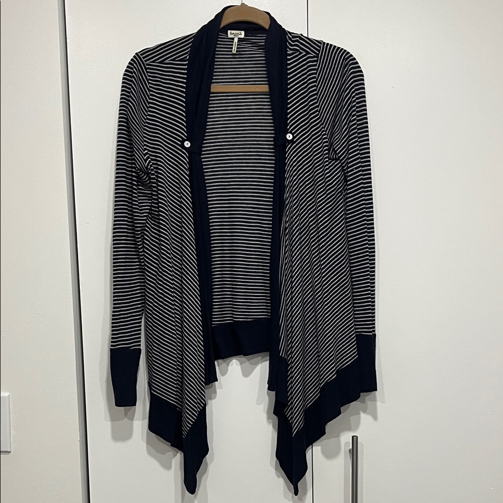 Splendid Striped Navy and White Waterfall Cardigan size medium